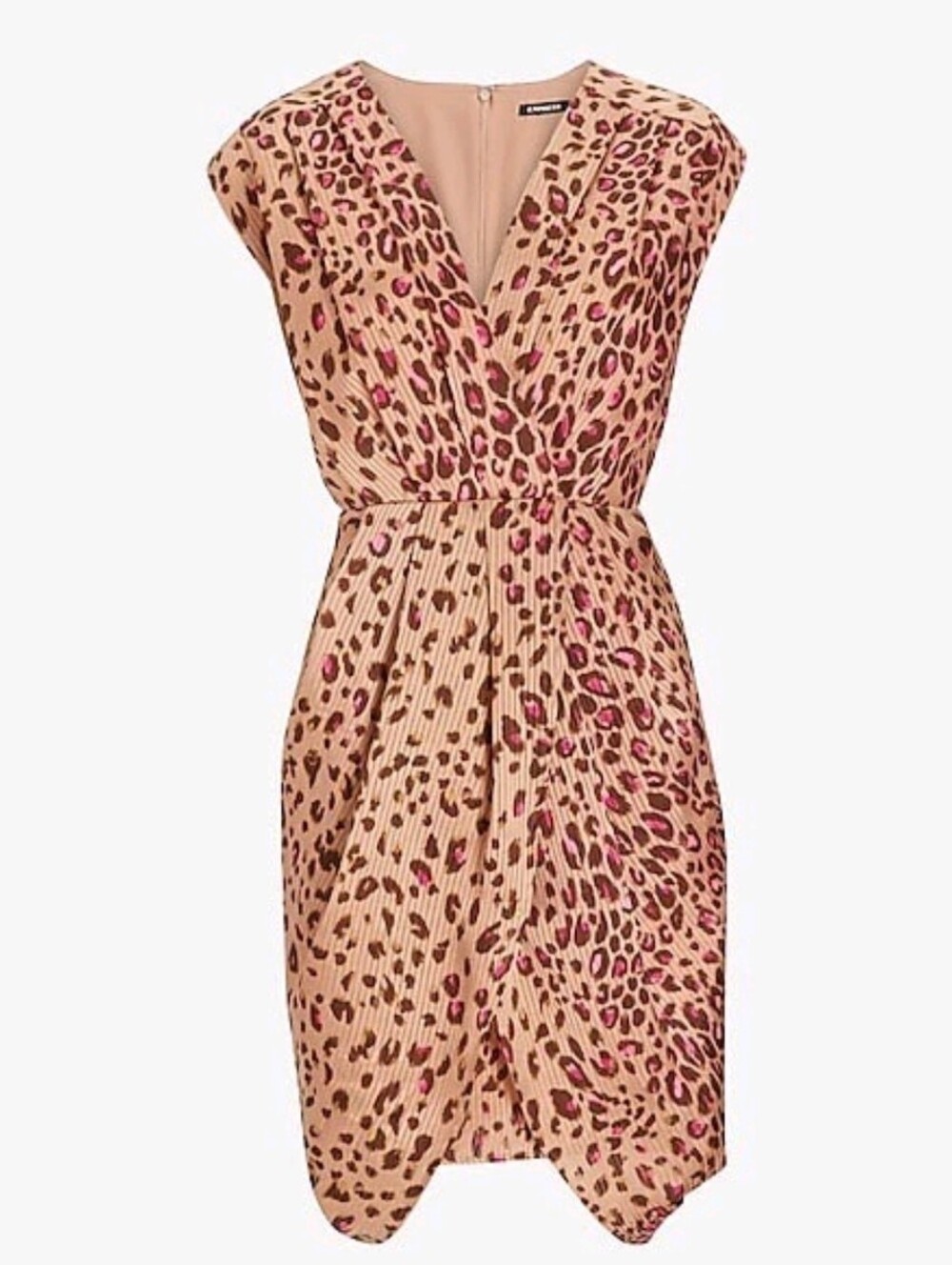 Express Leopard Print Draped Satin Mini Sheath Dress Size Small